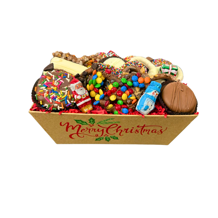 Kosher dark parve chocolate included Santa chocolate gift box nationwide shipping