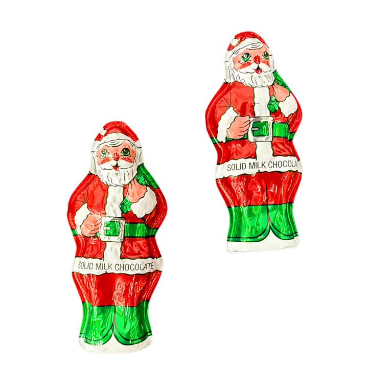Milk chocolate holiday foil characters Santas gift-ready Dolce Confections