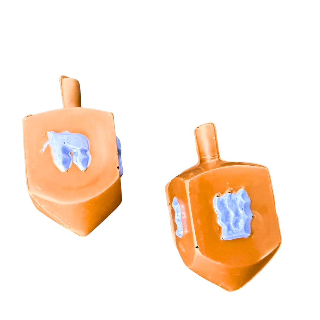 Kosher certified Belgian chocolate dreidel for Hanukkah holiday gifting and centerpiece