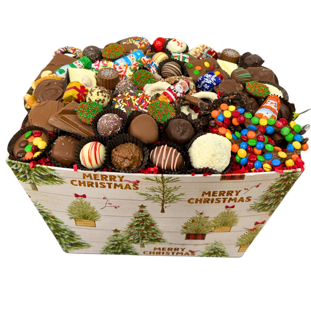 3 lb deluxe Christmas chocolate box premium assorted chocolates nationwide shipping