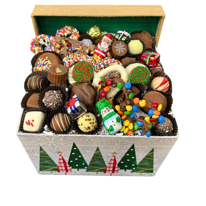 Holiday chocolate gift box 1½ lb assorted Belgian chocolates milk dark white