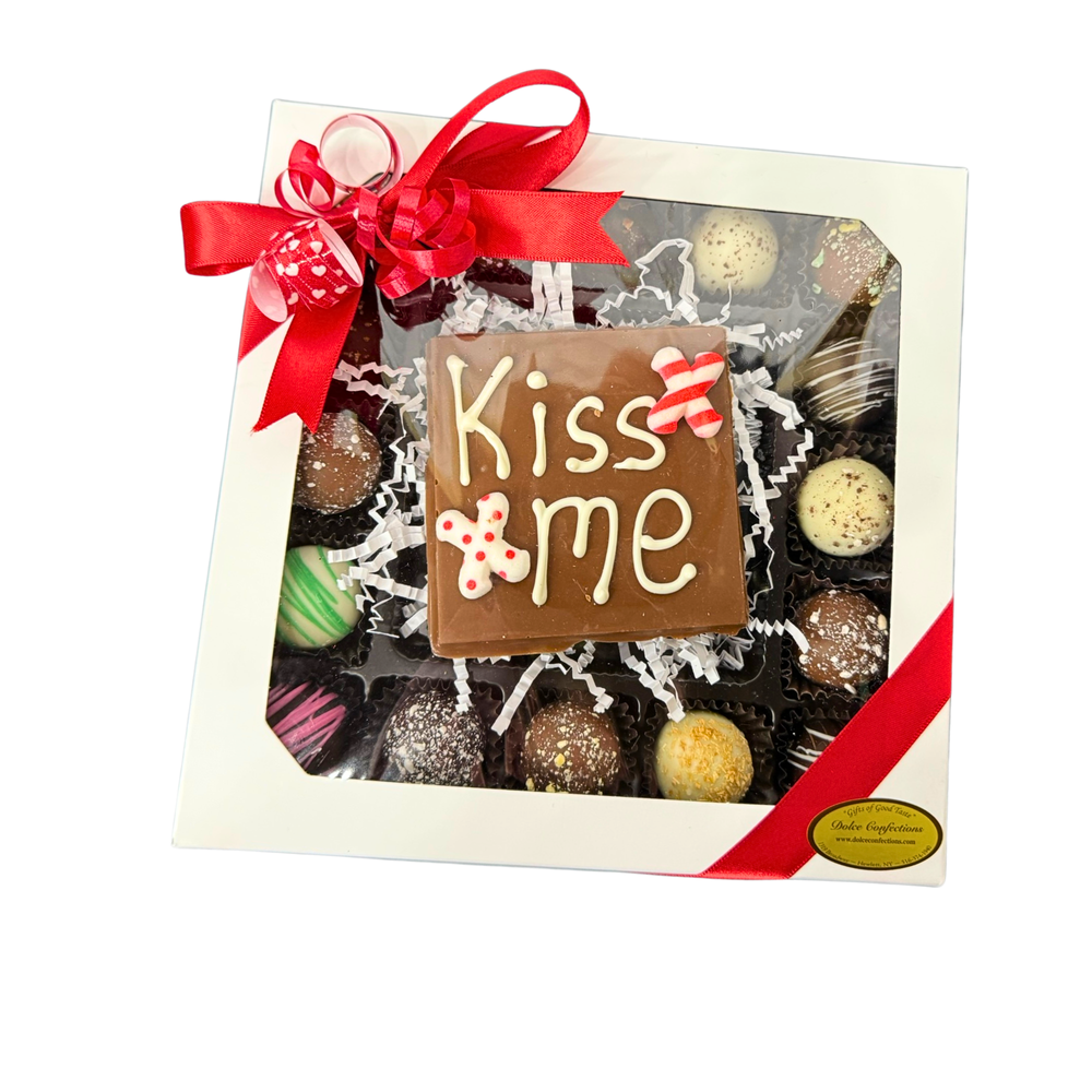 Luxury chocolate gift featuring playful and seductive message
