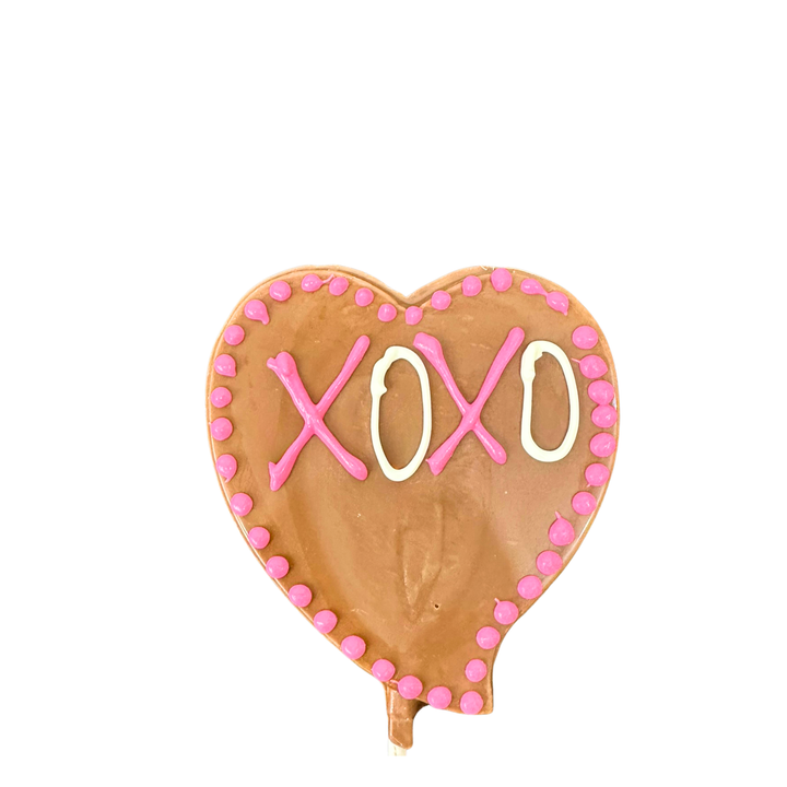 Handmade Valentine chocolate pops with Be Mine and XOXO messages
