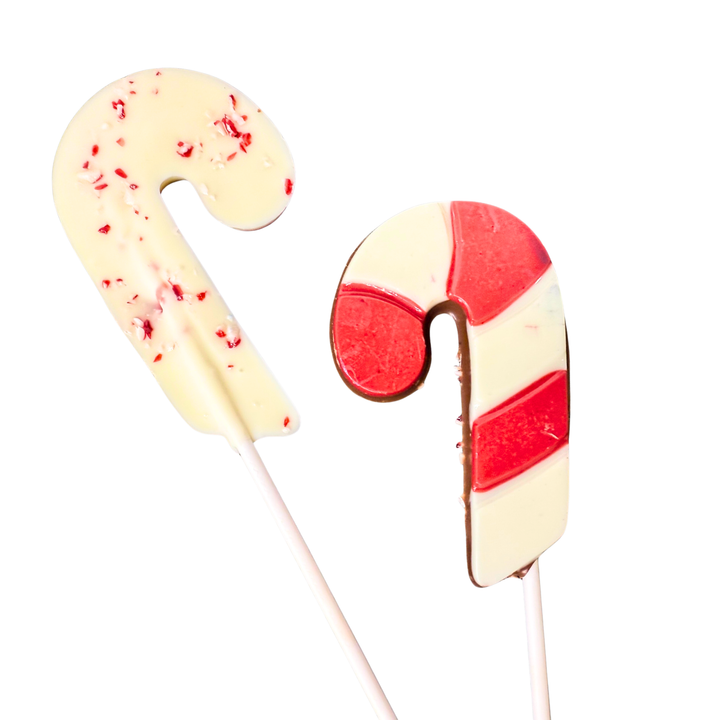 Chocolate pop with red and white candy cane design