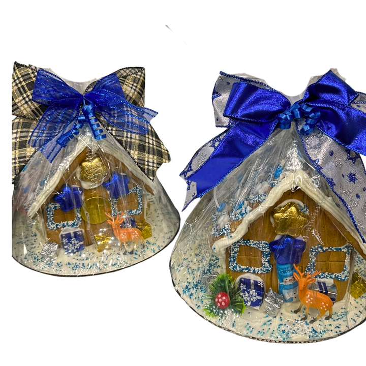 Hanukkah Decorated House – Handcrafted Blue & Silver Gingerbread Creation