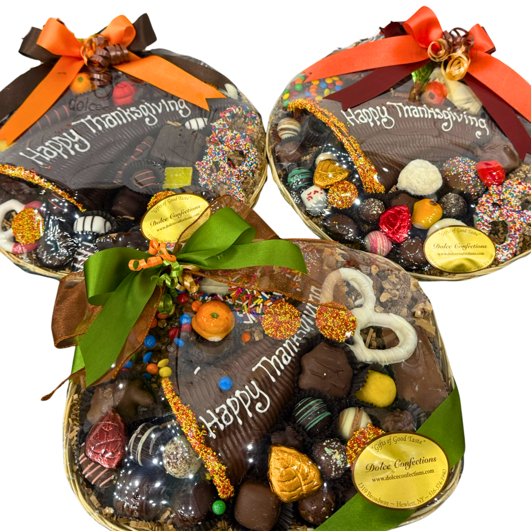 Thanksgiving chocolate horn-of-plenty gift platter Dolce Confections Hewlett