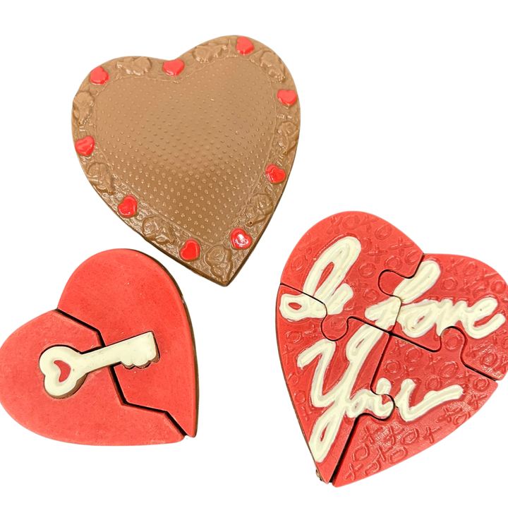Love You chocolate bars handcrafted from premium milk chocolate with decorative message
