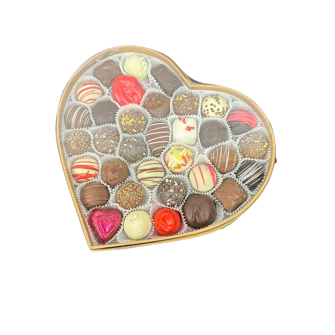 Heart chocolate gift box with assorted premium chocolates for Valentine’s Day
