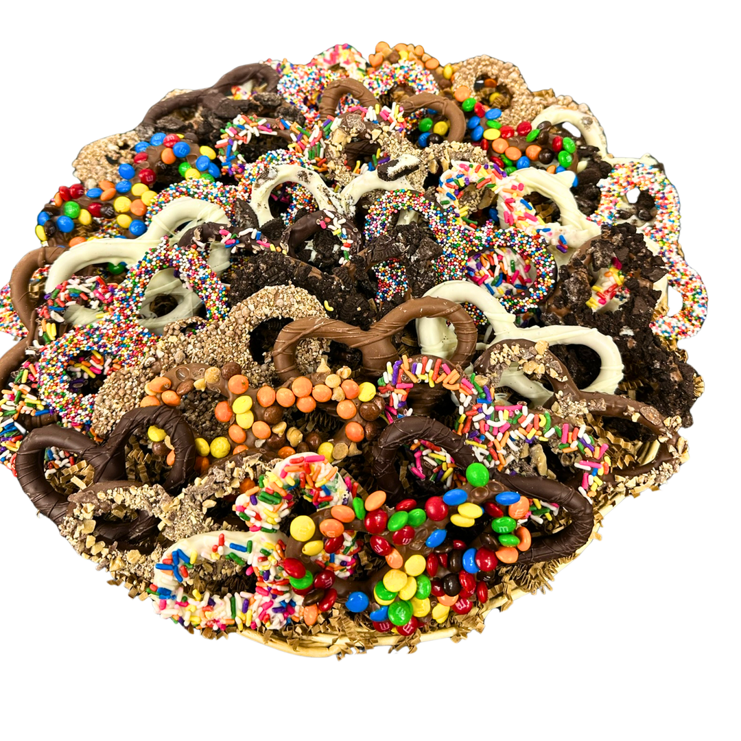 Pretzel and cookie chocolate gift basket by Dolce Confections Hewlett NY
