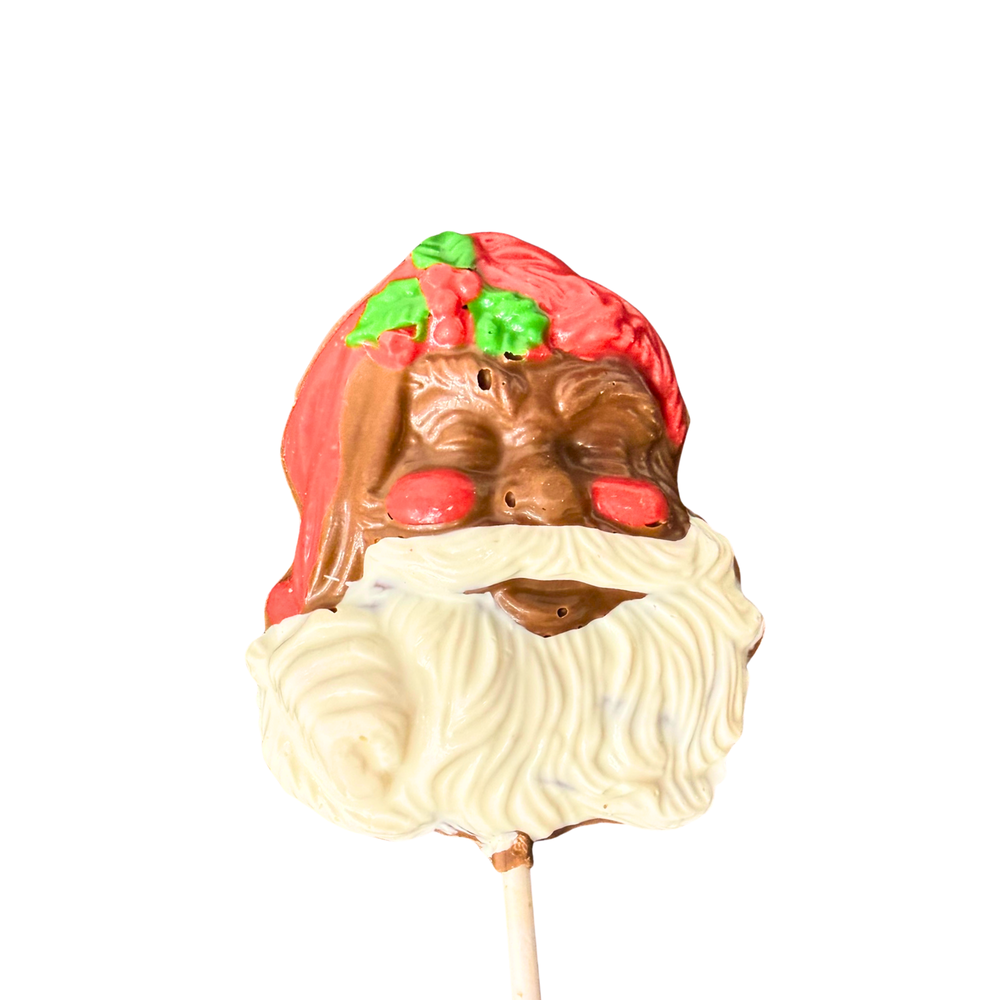 Milk chocolate Christmas pop with festive icon Santa