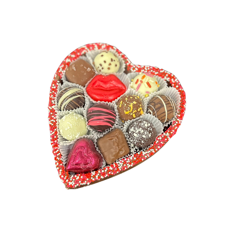 Handcrafted heart shaped premium chocolate treat
