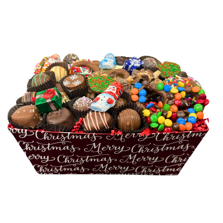 Holiday Santa chocolate gift box assorted milk dark white chocolates Long Island