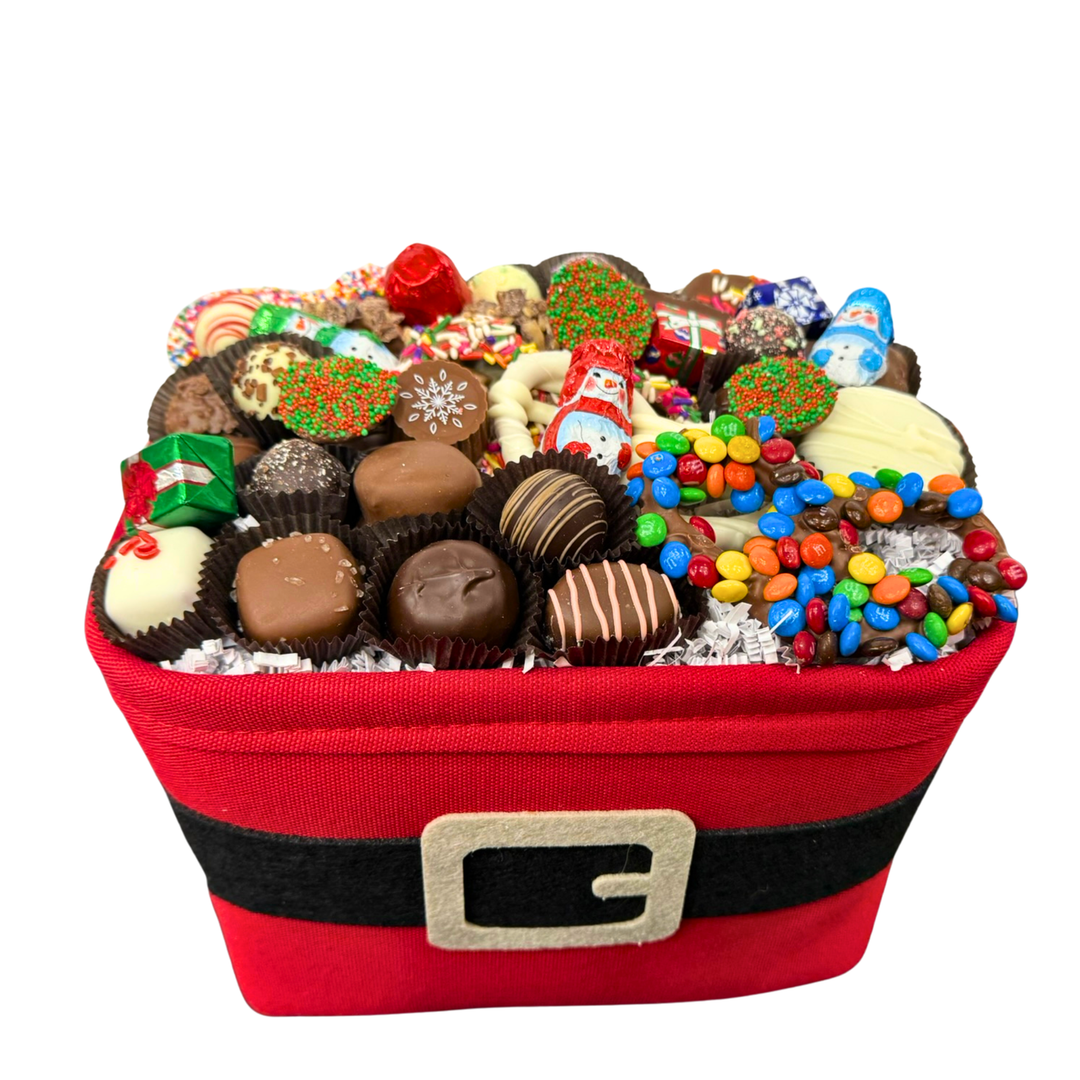 Assorted Belgian chocolates in Santa themed gift box holiday gifting