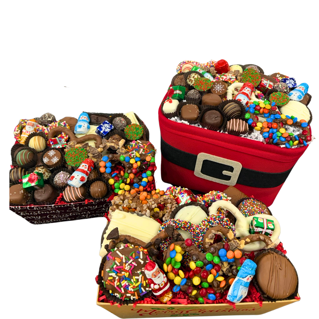 Santa’s Chocolate Gift Box filled with assorted Belgian chocolates Dolce Confections Hewlett NY