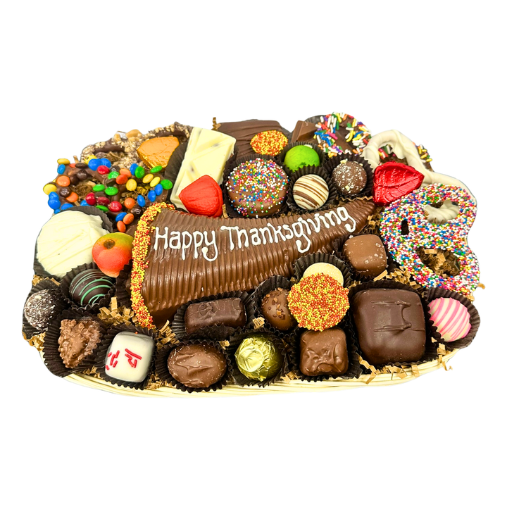 Kosher chocolate cornucopia platter handcrafted by Dolce Confections Long Island NY