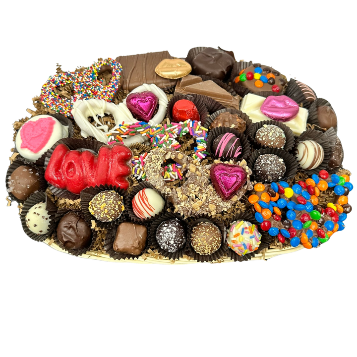 Romantic chocolate gift basket for Valentine’s Day
